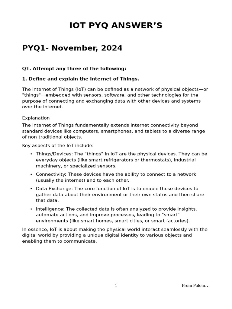 Iot Pyq | PDF | Domain Name System | Internet Of Things