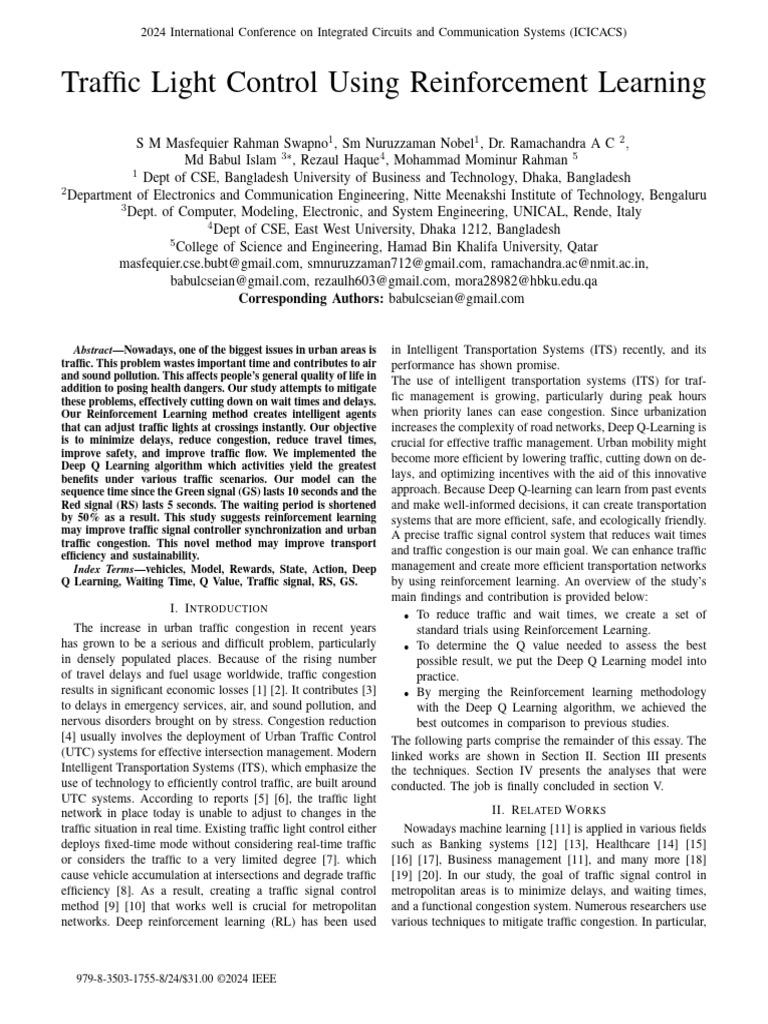 Traffic Light Control via Reinforcement Learning | PDF | Traffic ...