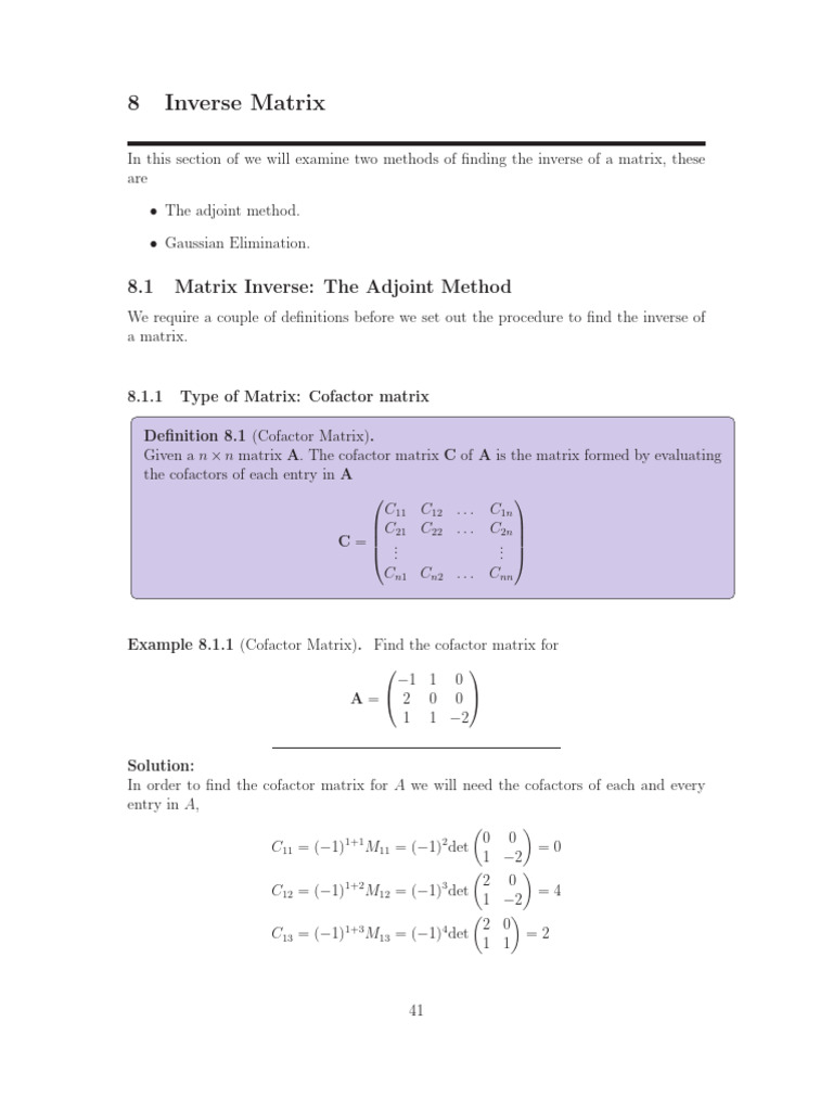 Matrix Inversion Methods Explained | PDF | Determinant | Matrix ...
