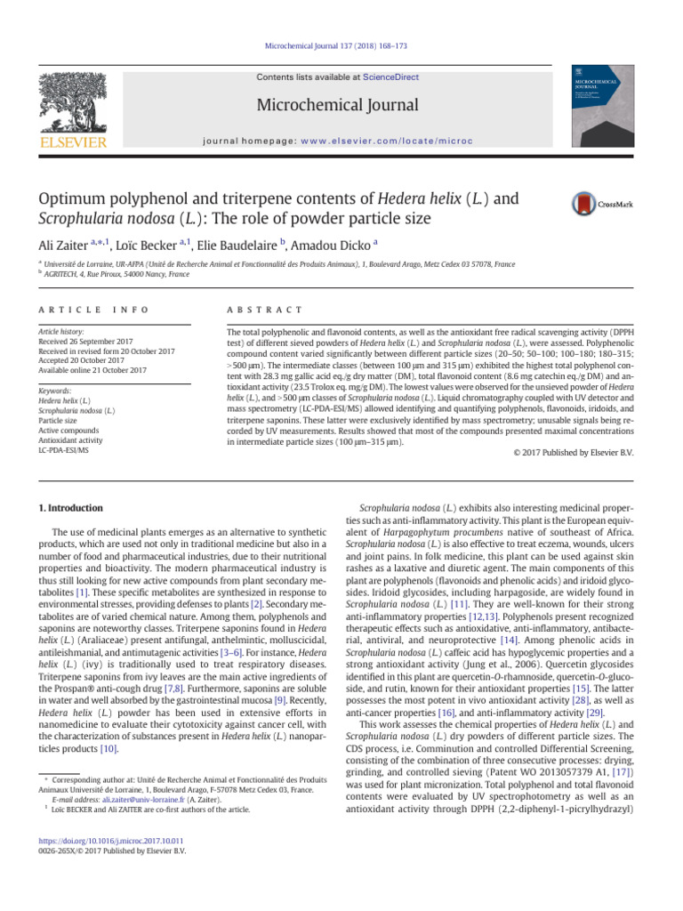 Polyphenol & Triterpene Content in Plants | PDF | Detection Limit ...
