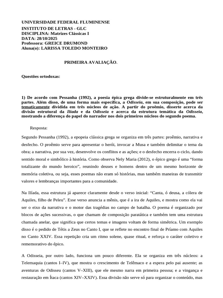 Estruturas da Ilíada e Odisseia | PDF | Ilíada | Aquiles