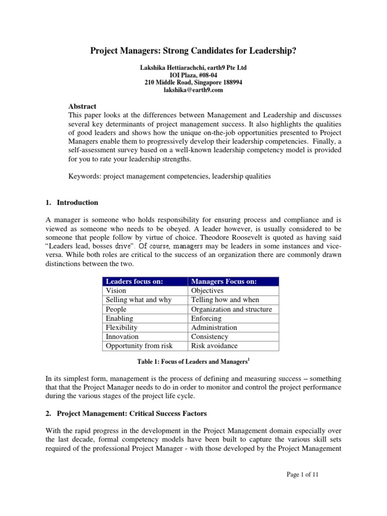 Leadership Skills in Project Management | PDF | Competence (Human ...