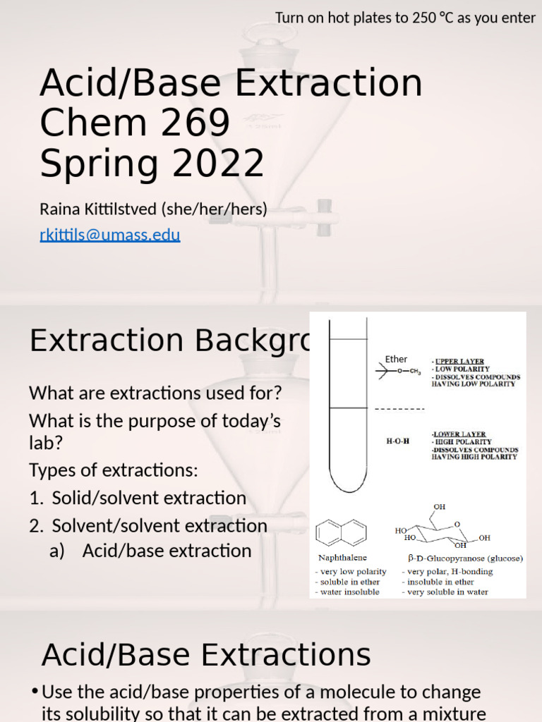 Acid/Base Extraction Lab Guide | PDF | Chemistry | Materials