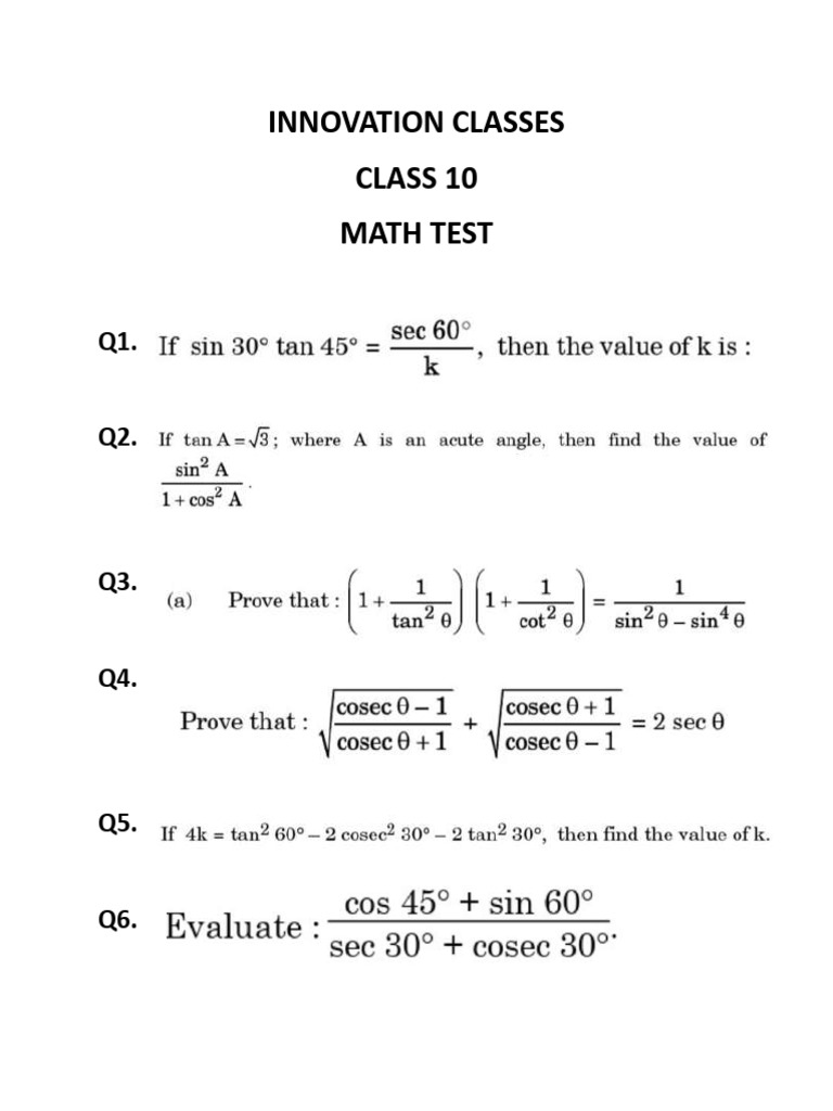 Math 10 Test | PDF
