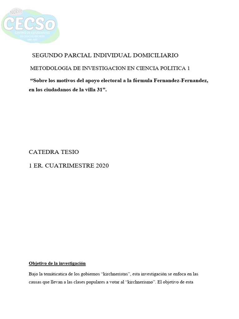 2 parcial Tesio | PDF | Muestreo (Estadísticas) | Investigación social