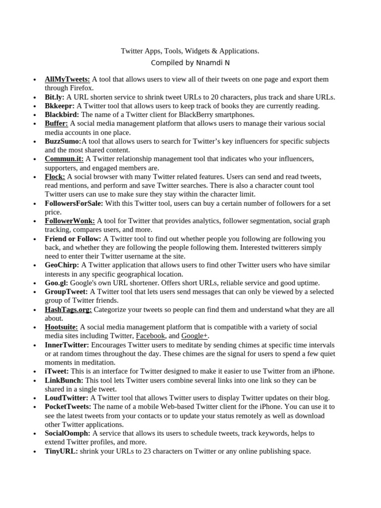 Essential Twitter Tools and Apps Guide | PDF | World Wide Web ...