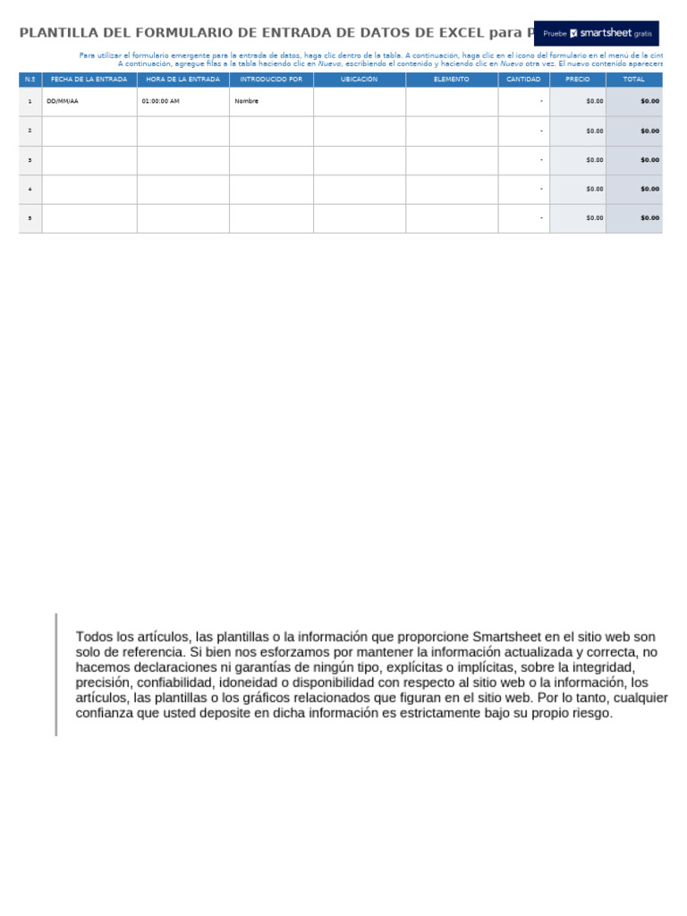 IC Excel Data Entry Form 28188 ES | PDF