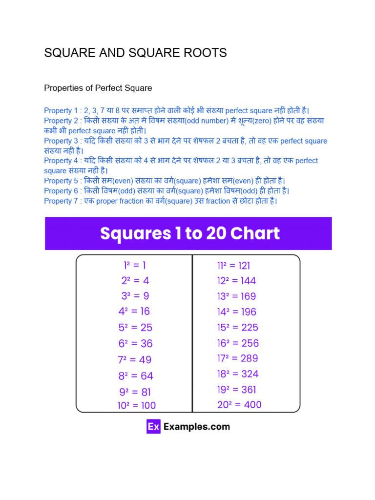 Square and Square Roots | PDF