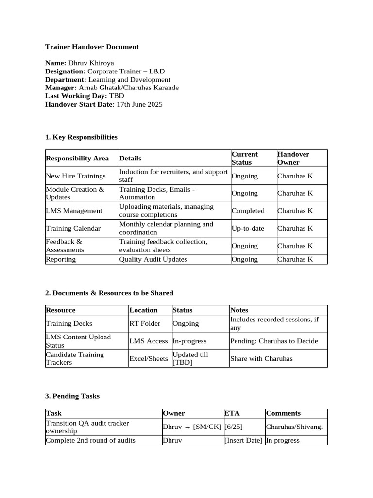 Trainer Handover Document | PDF | Information Technology | Computing