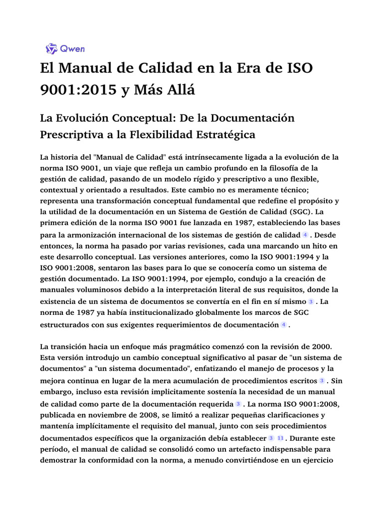Evolución del Manual de Calidad ISO 9001 | PDF | Sistema de manejo de ...