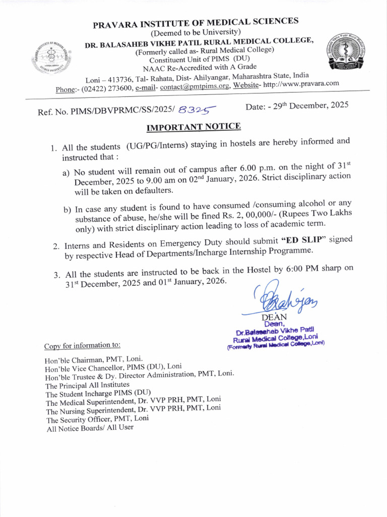 Improtant Notice for All Students | PDF