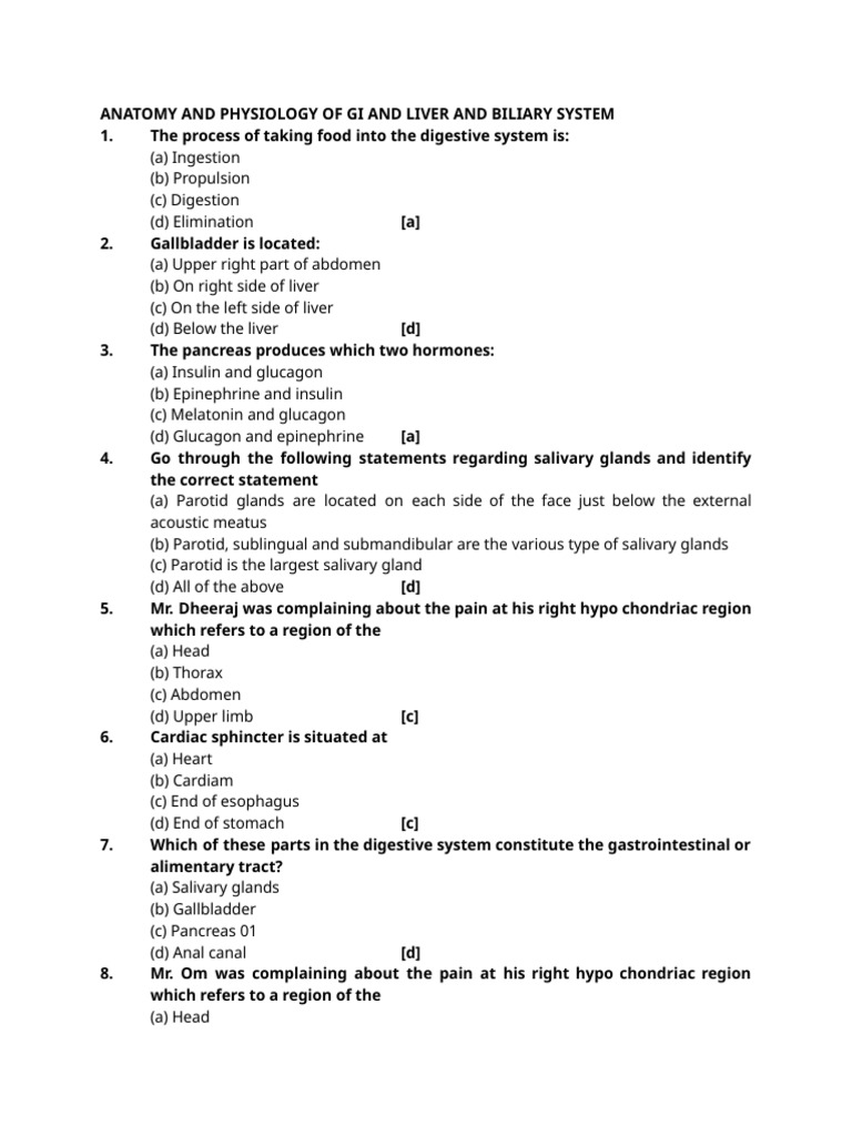 GI, Liver, and Biliary System Overview | PDF | Stomach ...