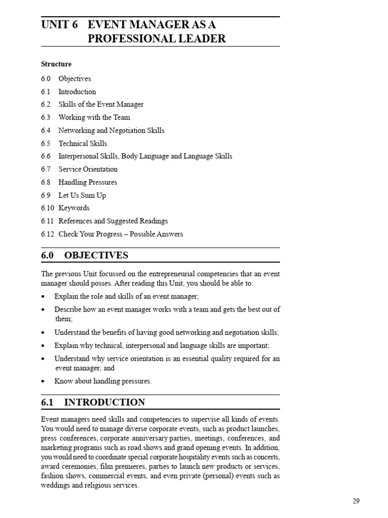 Event Manager Skills and Leadership Guide | PDF | Communication ...