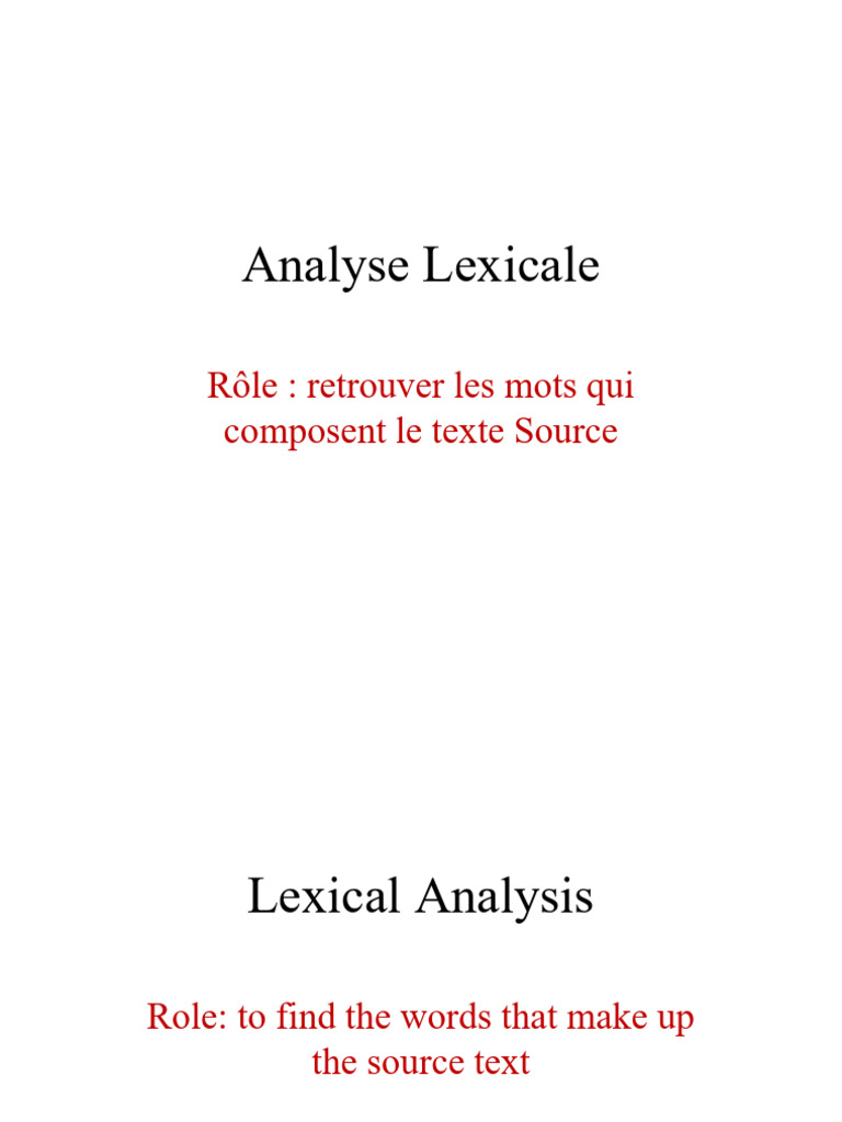 Rôle et Construction de l'Analyse Lexicale | PDF | Analyse syntaxique ...