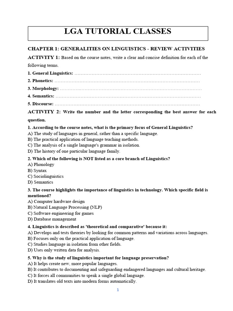 Linguistics Overview and Key Concepts | PDF | Linguistics | Human ...