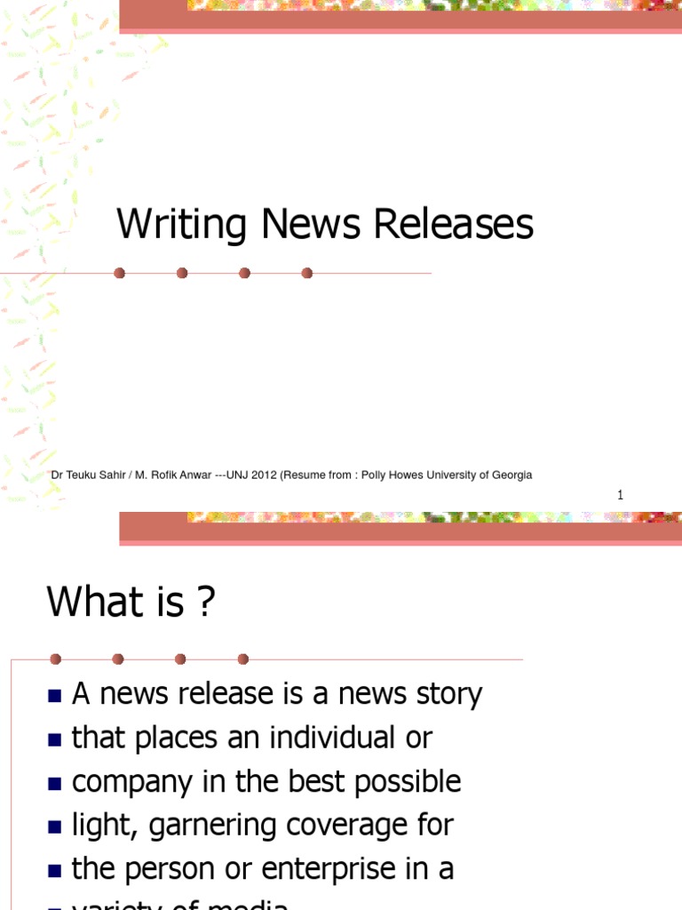 Writing Effective News Releases | PDF