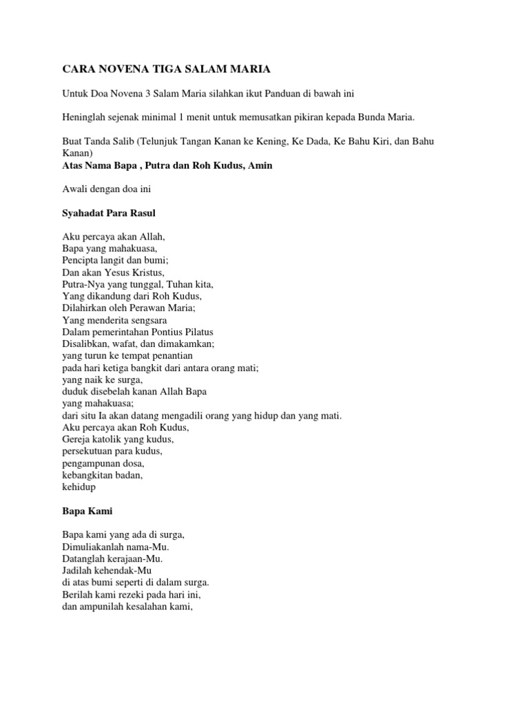 Cara Novena Tiga Salam Maria Pdf