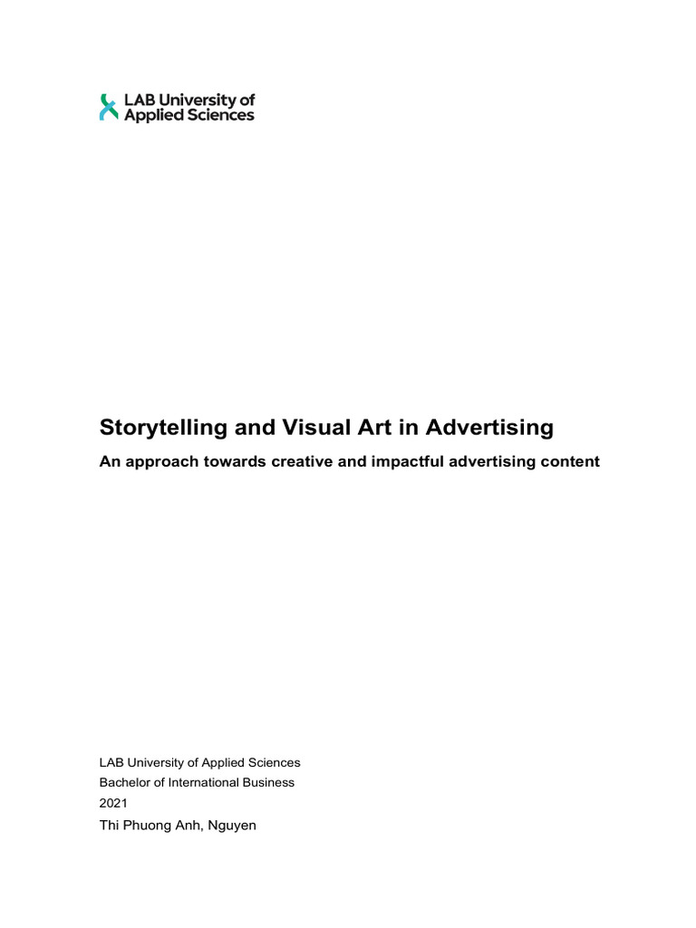 Thesis Report - Storytelling and Visual Art in Advertisement | PDF ...