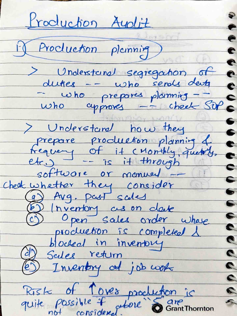 Production Audit - Notes | PDF