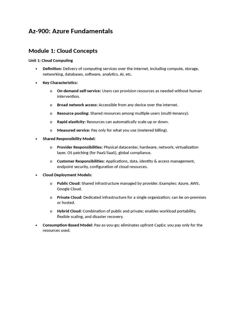 Azure Fundamentals: Cloud Concepts & Architecture | PDF