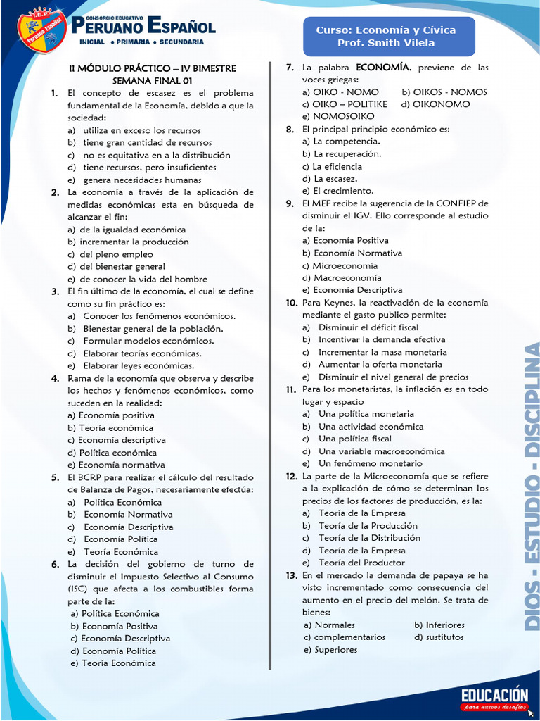 Mat 6937ca1b7973b II Modulo Practico IV Bimestre (1) | PDF | Monopolio ...