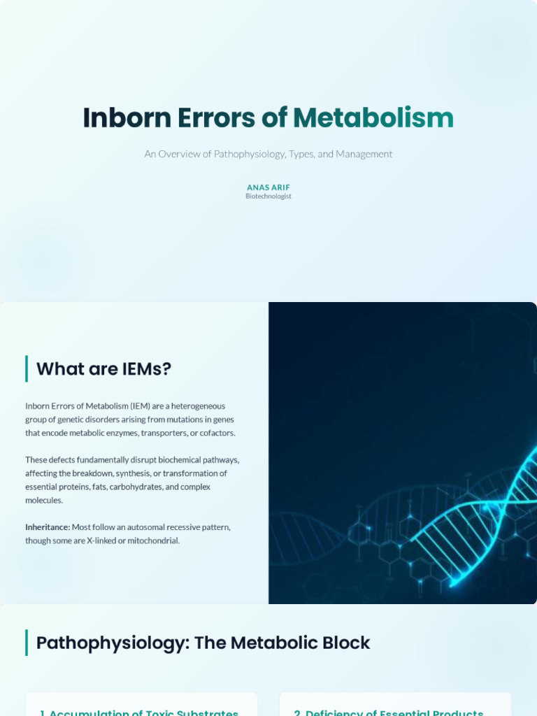 Inborn Errors of Metabolism | PDF