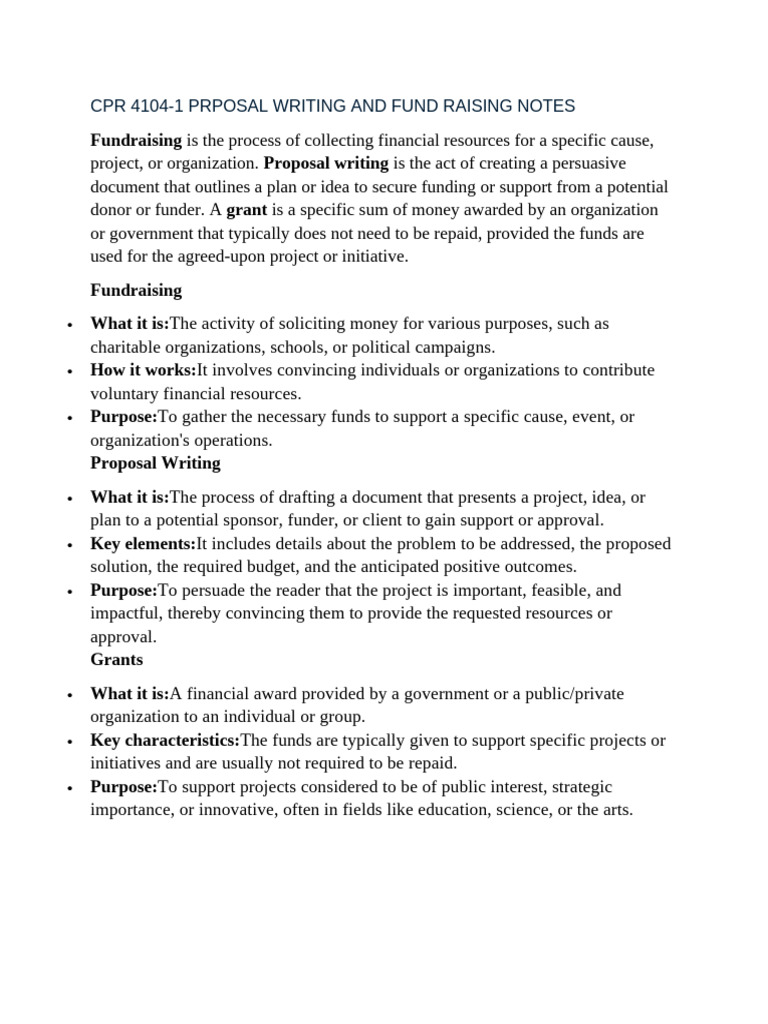 Fundraising and Proposal Writing Guide | PDF | Fundraising