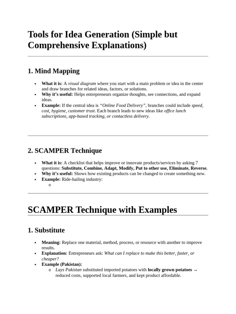 Effective Tools for Idea Generation | PDF | Entrepreneurship | Startup ...