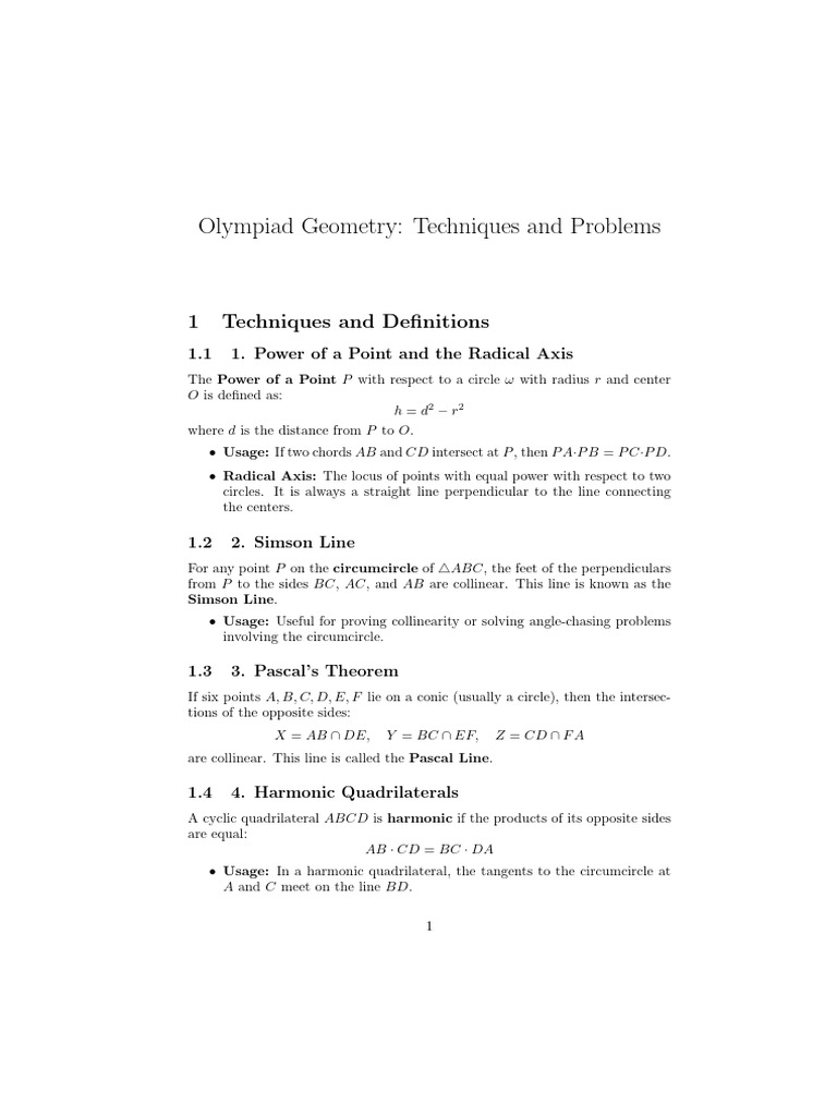 Olympiad Geometry | PDF | Circle | Triangle