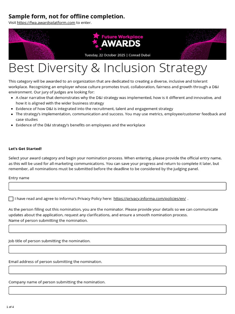Best Diversity & Inclusion Strategy Nomination | PDF | Employment ...