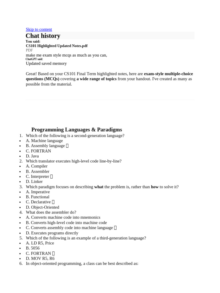 cs101 mcqs | PDF | Software Testing | Thread (Computing)