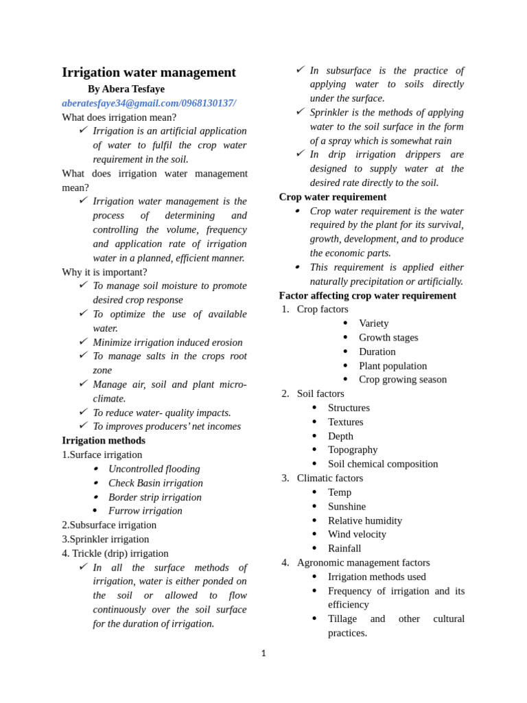 Irrigation Water Management Guide | PDF | Irrigation | Soil