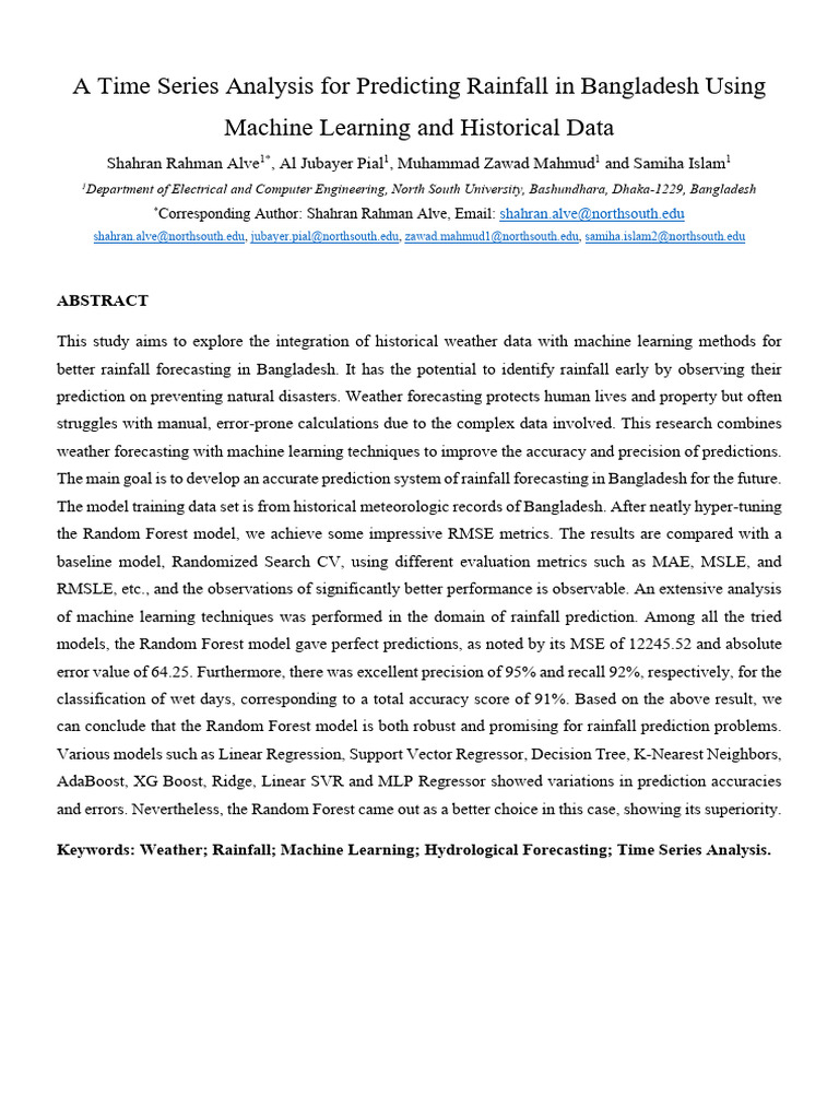 Rainfall Prediction in Bangladesh Using ML | PDF | Receiver Operating ...