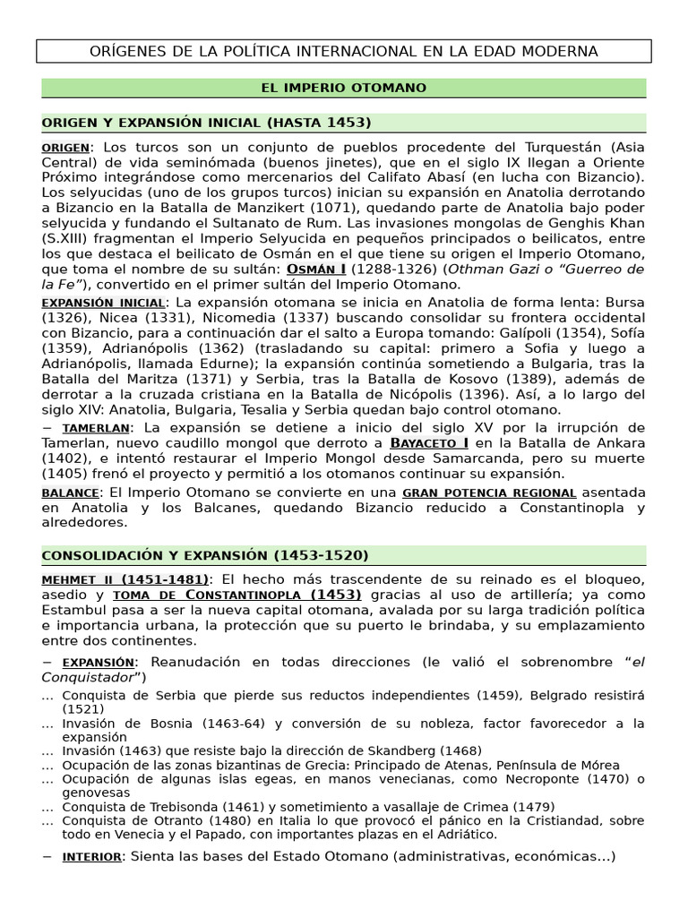 Orígenes y expansión del Imperio Otomano | PDF | imperio Otomano ...
