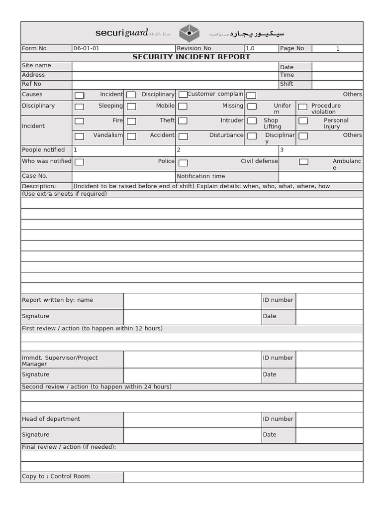 Security Incident Report Template | PDF