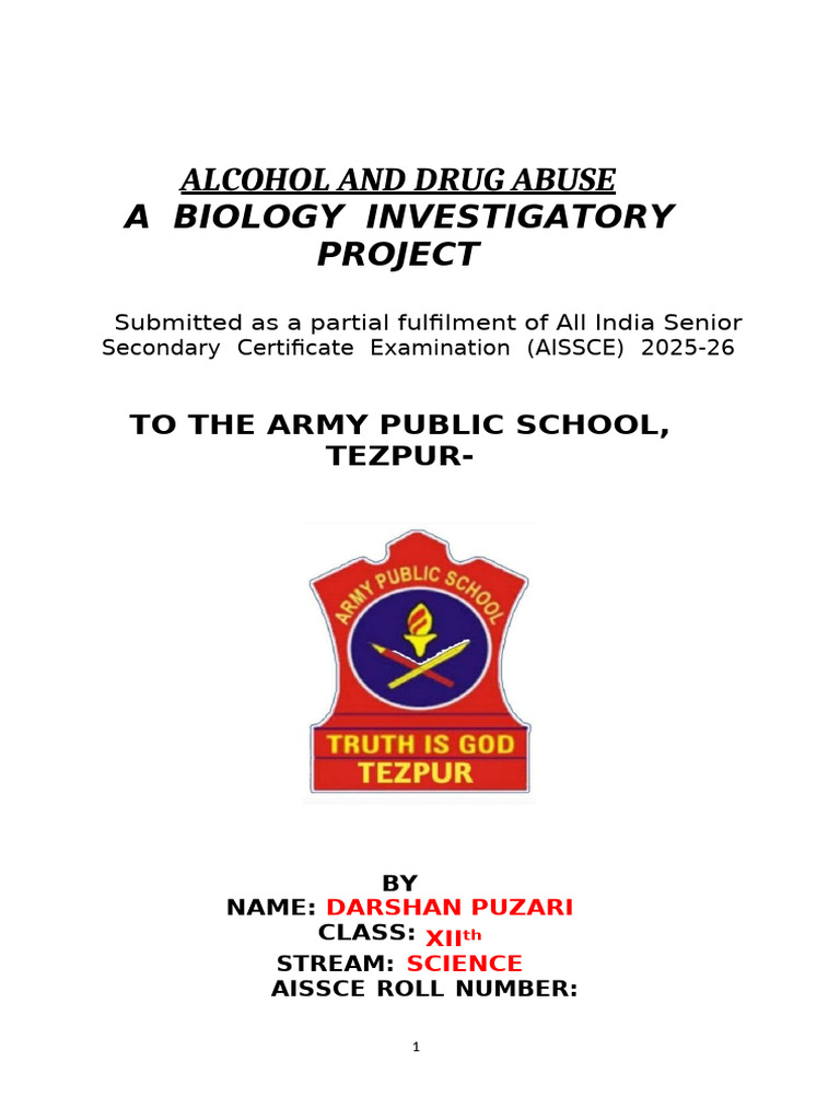 Alcohol and Drug Abuse Project Overview | PDF | Substance Abuse ...
