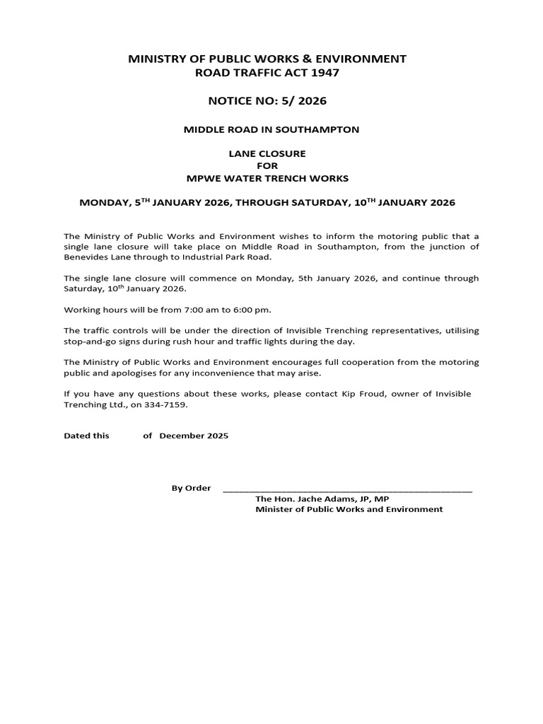 Southampton Lane Closure Notice 2026 | PDF