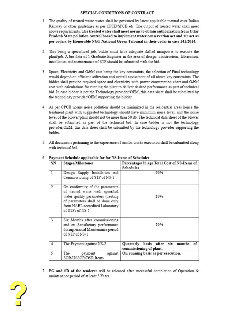 Special Conditions for STP Contract | PDF