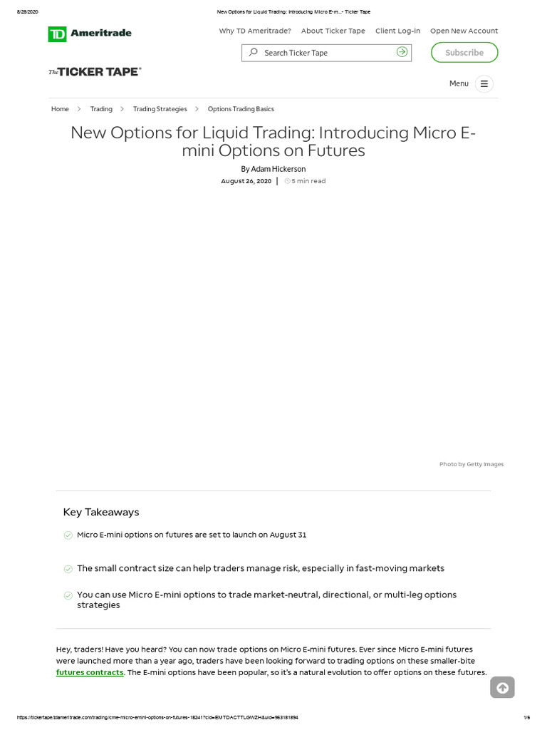 Micro E-mini Options on Futures Explained | PDF | Put Option | Option ...