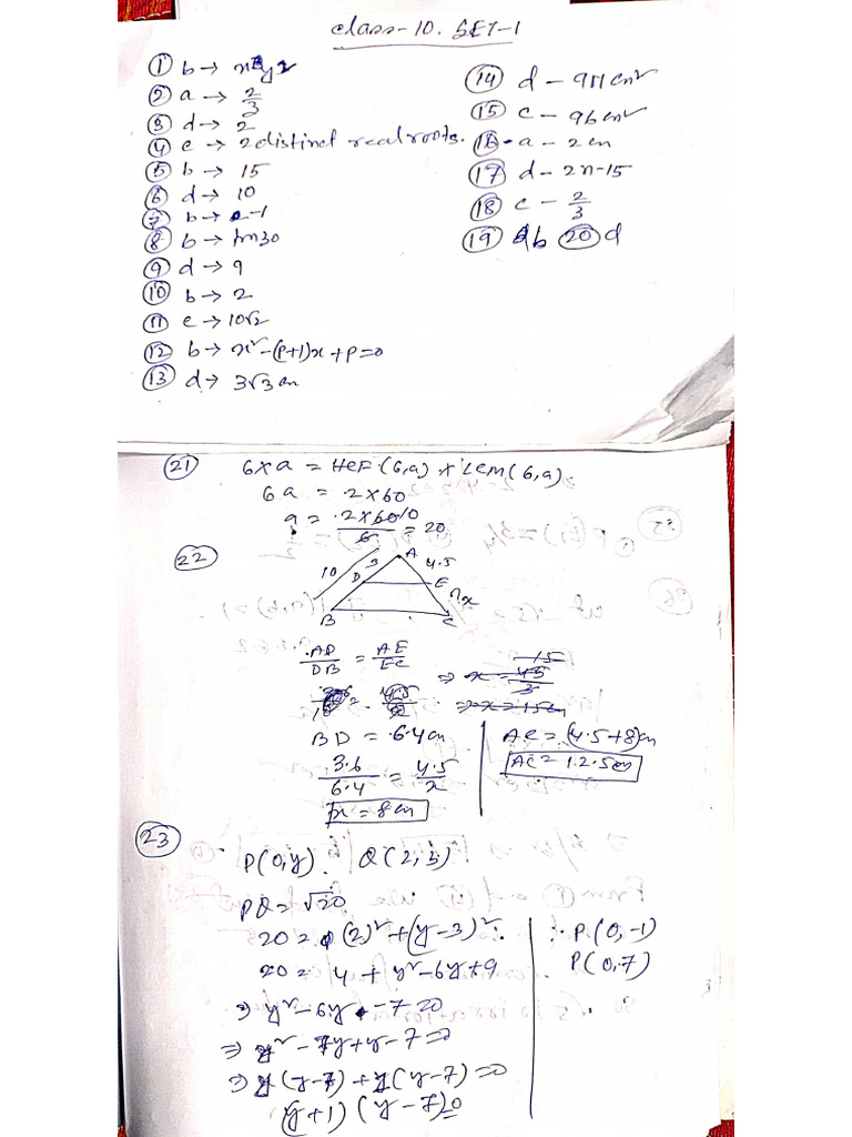 Pt-3 Math Ans Set-1 | PDF