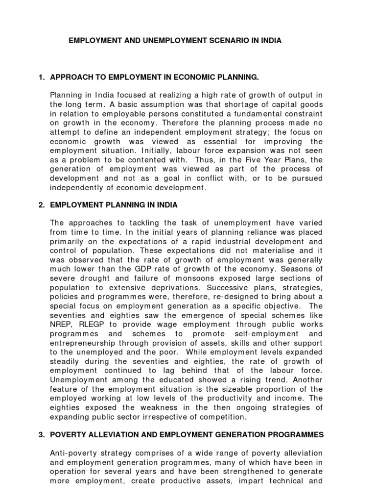 Employment and Unemployment in India | PDF