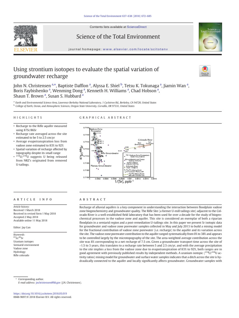 Using Strontium Isotopes to Evaluate the Spatial Va 2018 Science of the ...