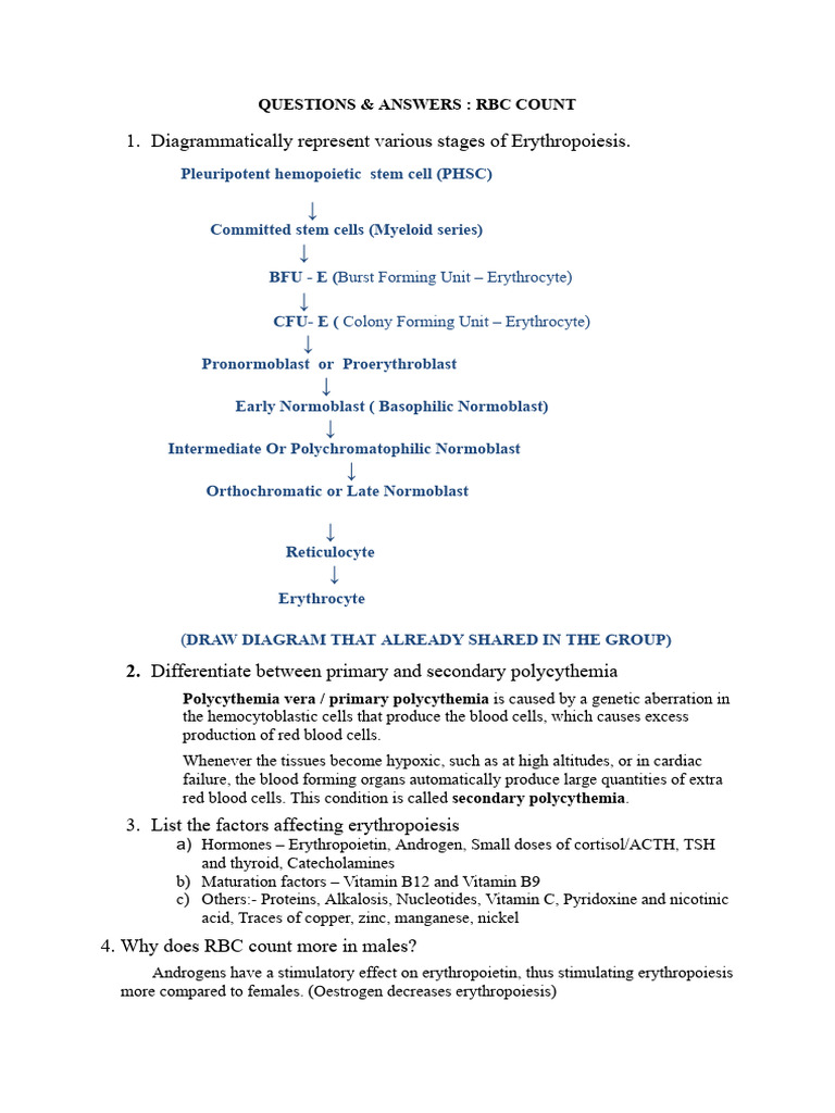 Questions & Answers - RBC Count | PDF