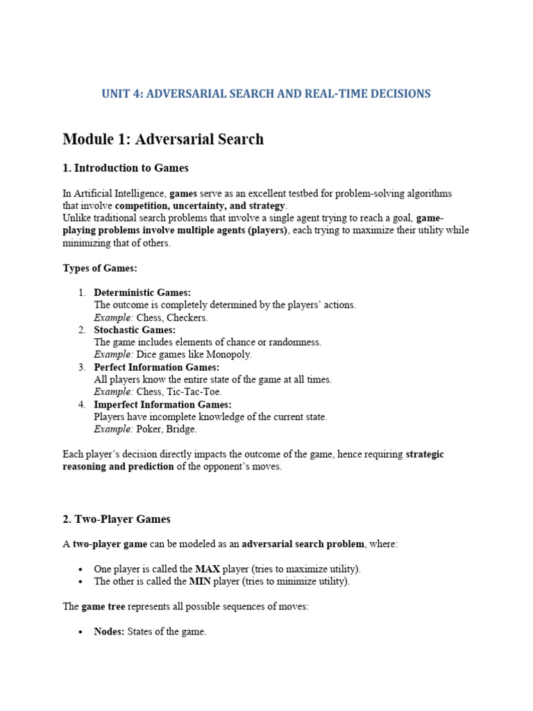 Module 1: Adversarial Search | PDF | Artificial Intelligence ...