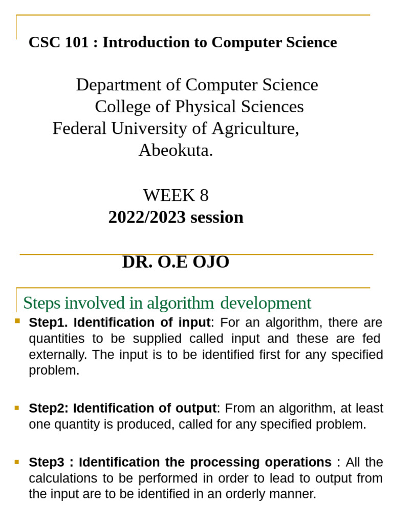 CSC 101_week8 | PDF | Algorithms | Computer Science