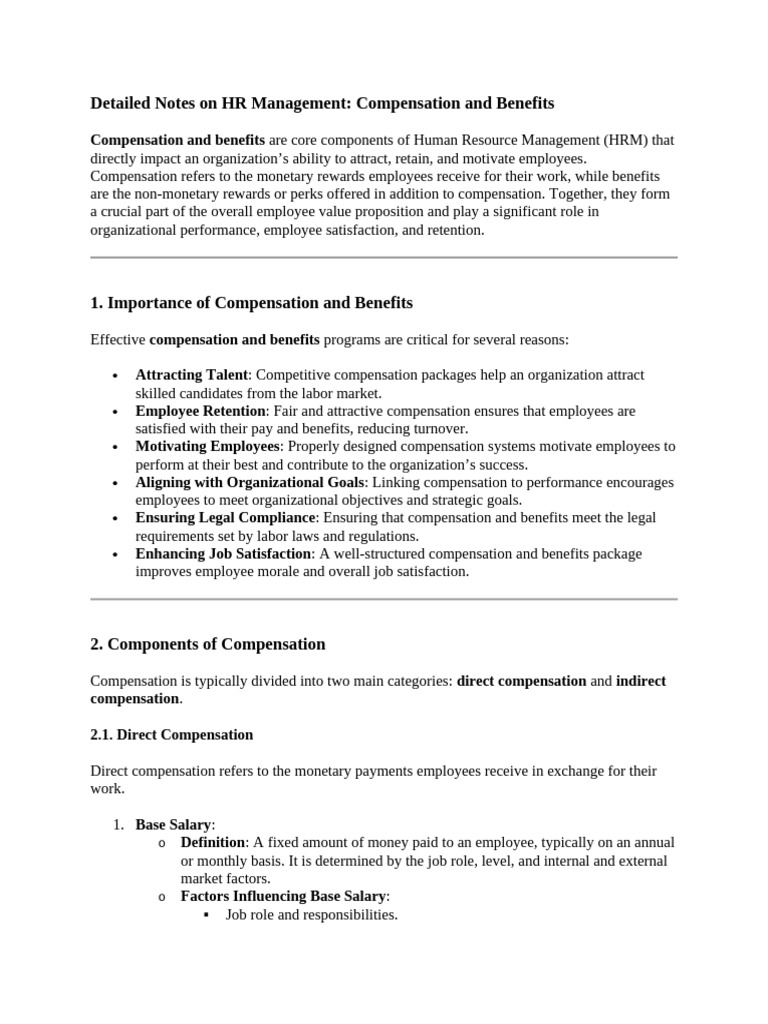 HR Management: Compensation & Benefits Guide | PDF | Cost Of Living ...