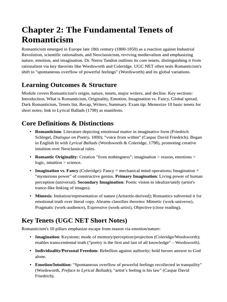 Core Tenets of Romanticism Explained | PDF | Pre Raphaelite Brotherhood ...