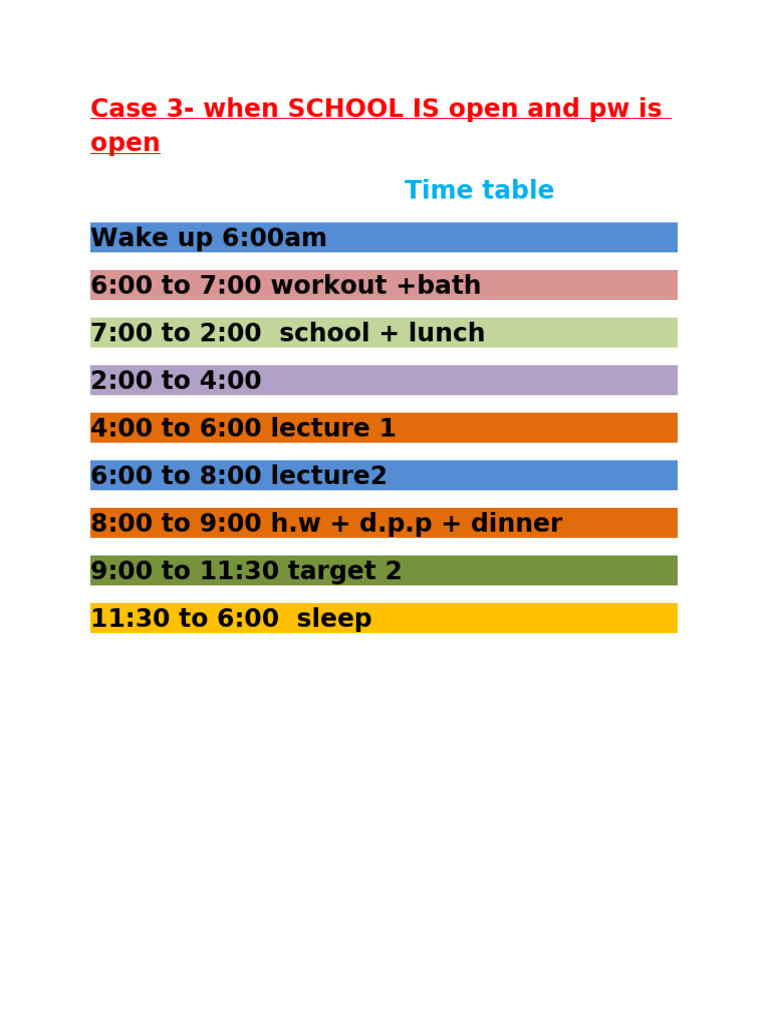 Daily Schedule for School Days | PDF