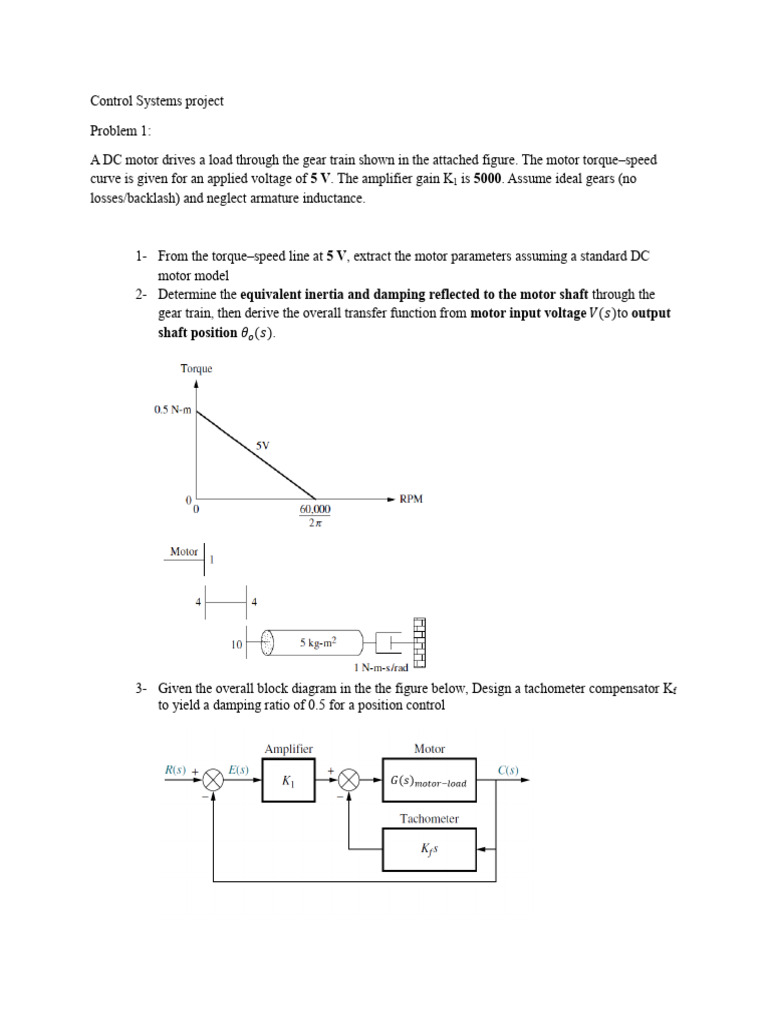 Control Systems Project: Motor Analysis & PID Design | PDF