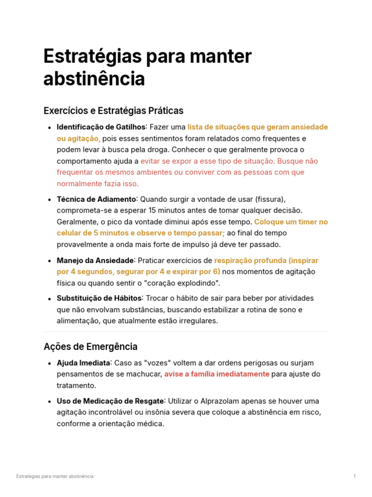 Estratégias Práticas para Manter Abstinência | PDF